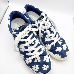 J. Crew Navy blue and white Floral Lace-Up Sneakers size 12